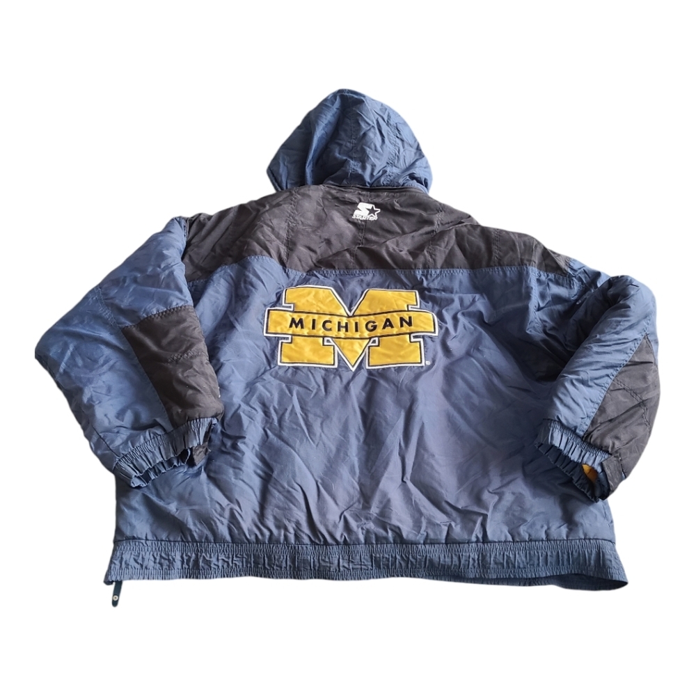 Vintage 90s Starter 1/2 zip Michigan Wolverines pullover jacket size XXL